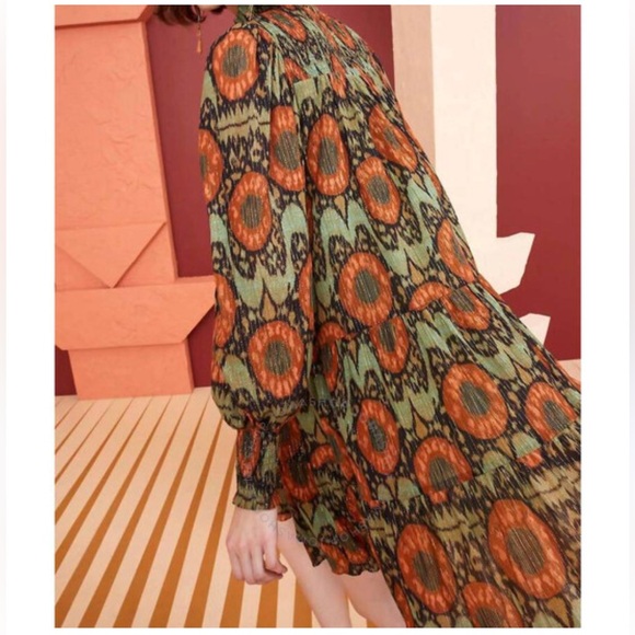 Ulla Johnson $495 Kamila Smocked Ling Sleeve Mini Nocturne Multi Dress Small - Picture 3 of 10